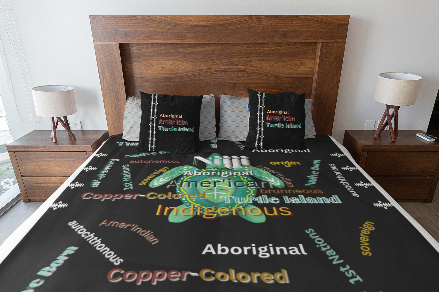 Copper Brown Aboriginal American Sovereign Indigenous Niiji Autonomous Design Throw Blanket