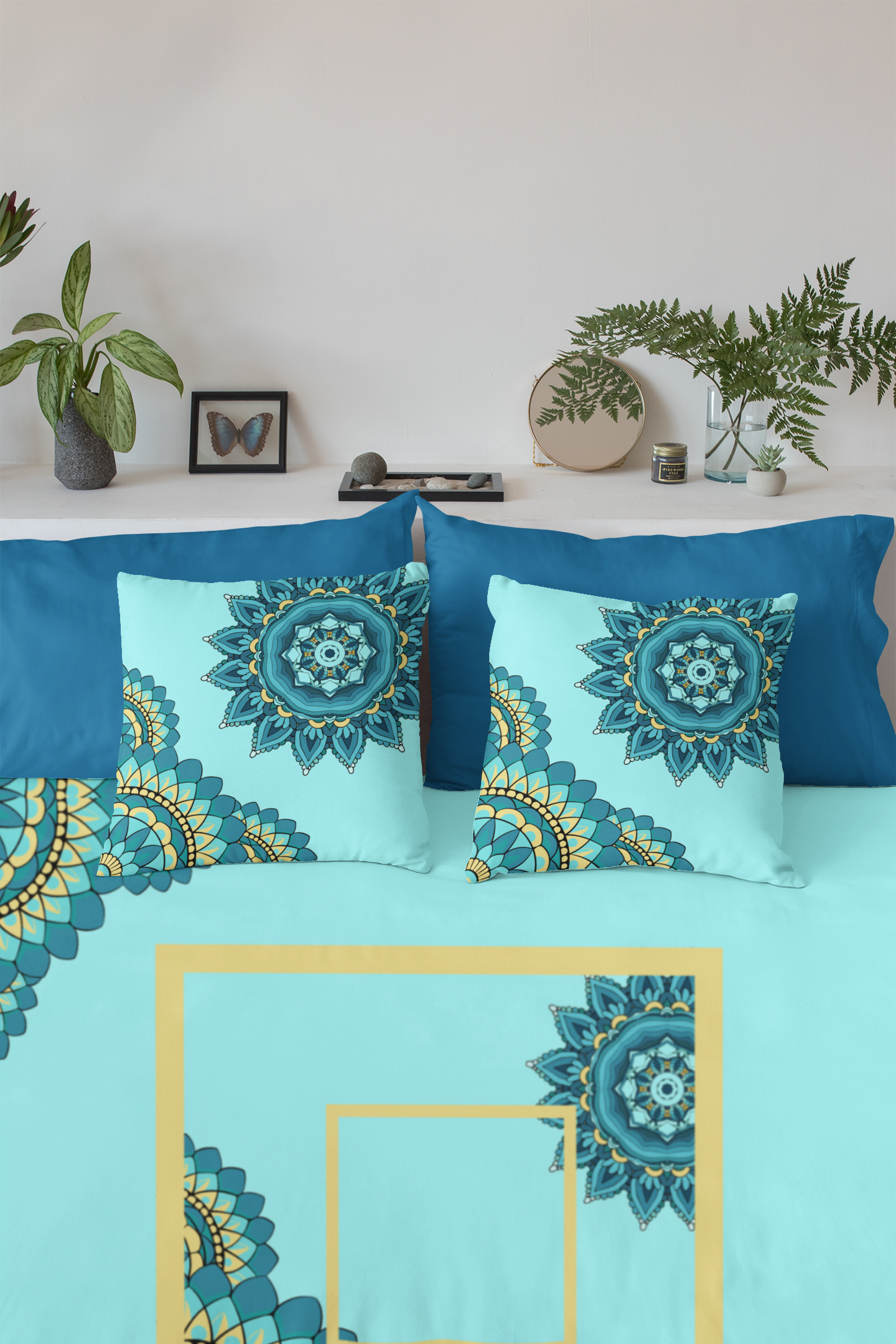 Mandala Flower Pattern Spun Polyester Square Pillow