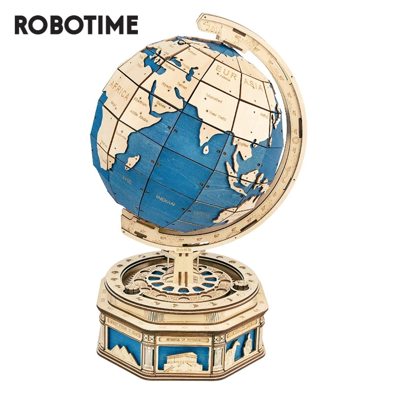 Robotime Globe Earth 567pcs 3D Wooden Puzzle Games Ocean Map Ball Assemble Model Toys Gift for Children Boys