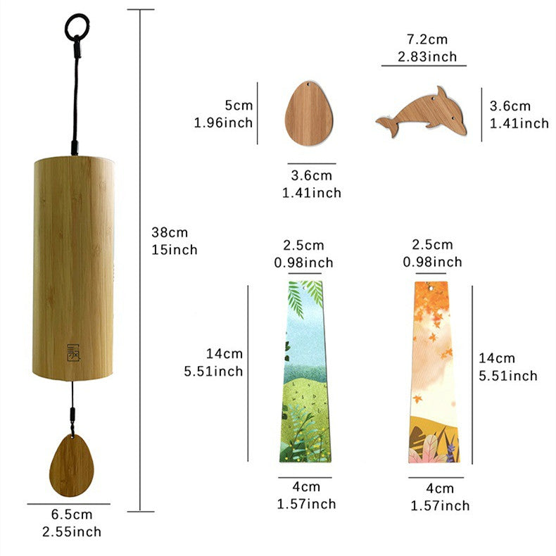 Outdoor Garden Home Decor Meditation Relax Bamboo Wood Wind Chimes