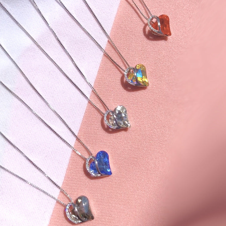 925 Sterling Sliver Heart Shaped Geometric Necklace Women's Jewelry Women's Clavicle Chain Gift