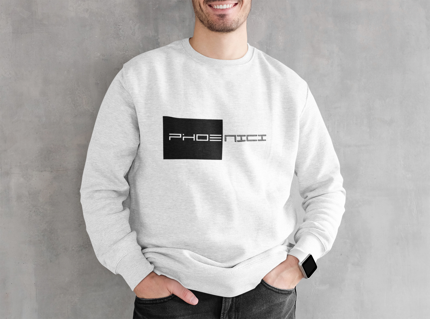 Phoenici Apparel Brand Classic Men's White Crewneck Sweatshirt Phoenici T-Shirt