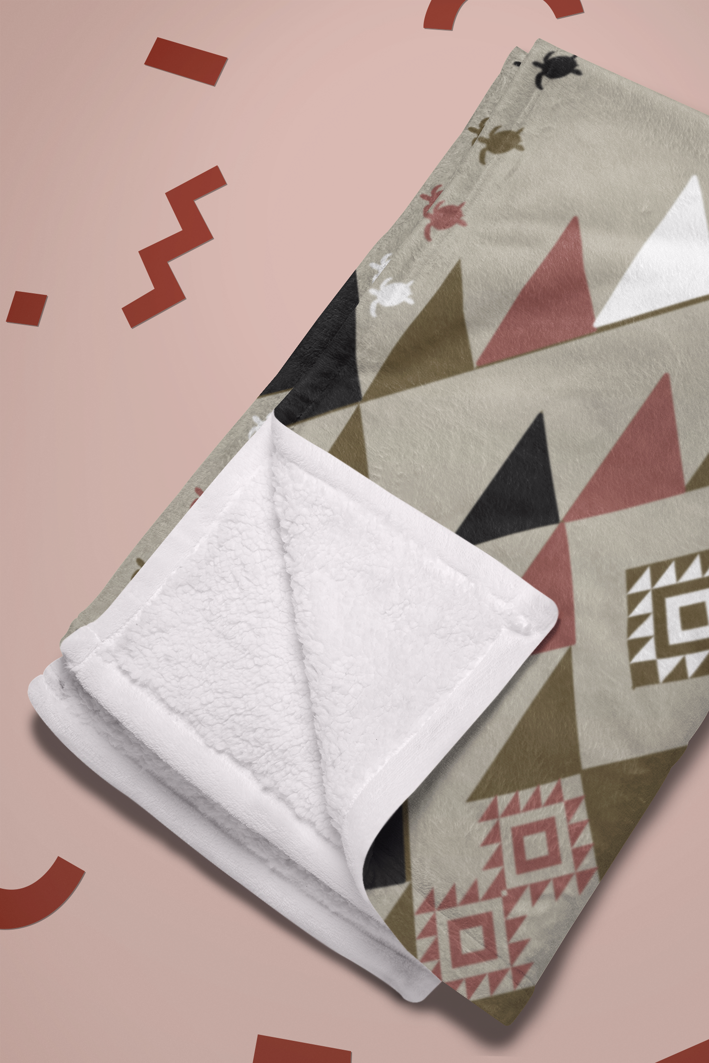 Indigenous Niiji Aboriginal American Design Print Cozy Biege Blanket Throw Blanket