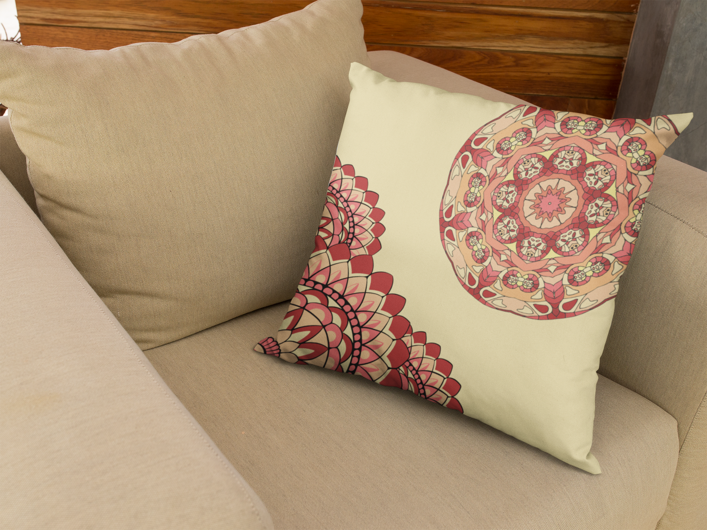 Mandala Flower Pattern Spun Polyester Square Pillow