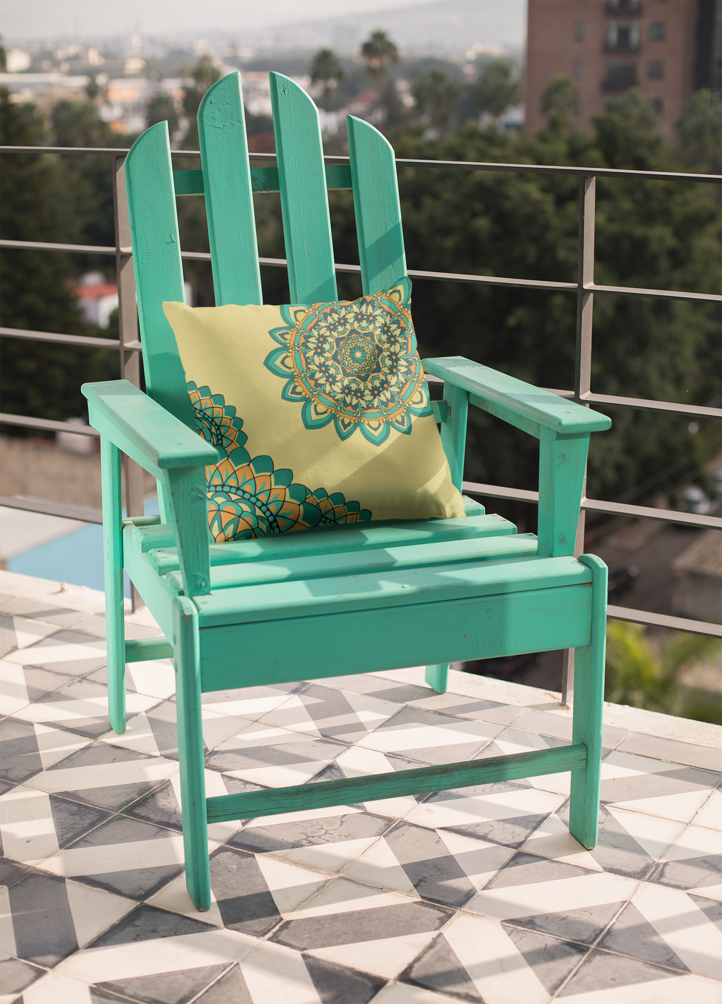 Mandala Flower Pattern Spun Polyester Square Pillow