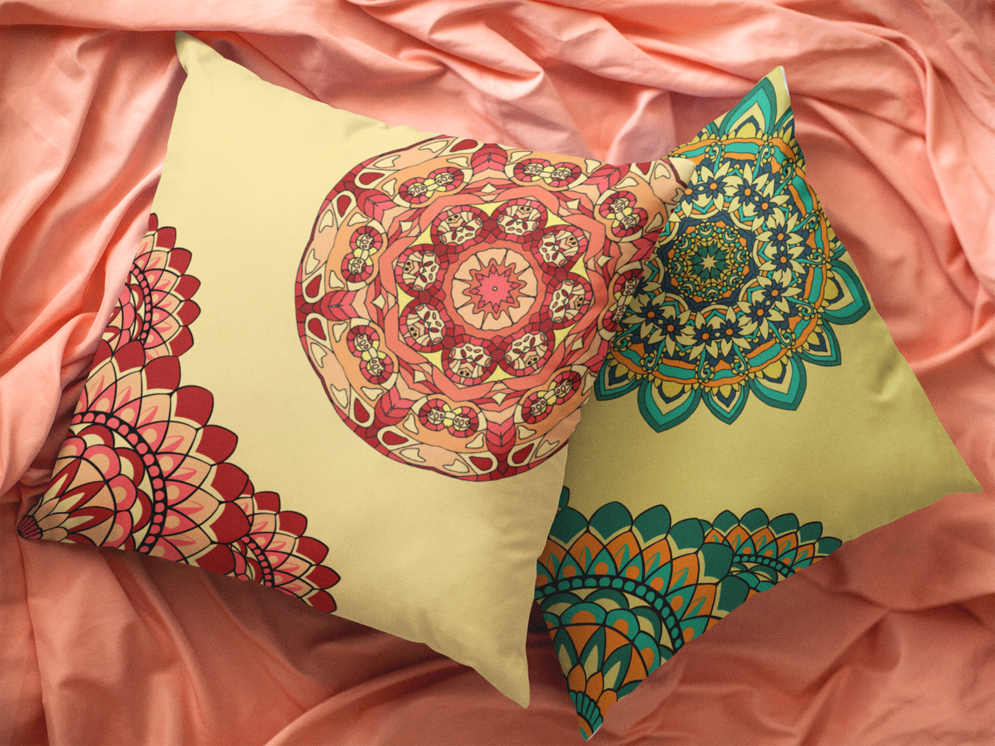 Mandala Flower Pattern Spun Polyester Square Pillow