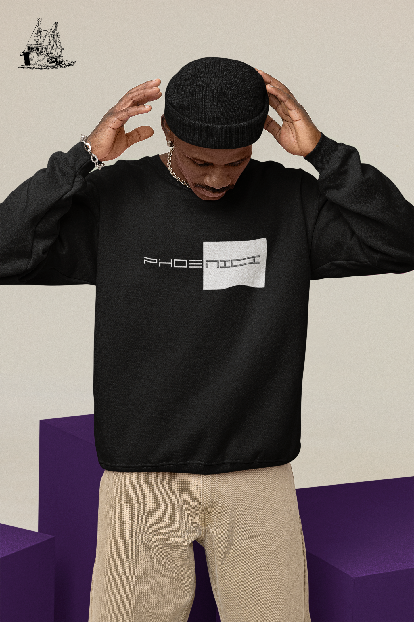 Phoenici Apparel Brand Classic Men's White Crewneck Sweatshirt Phoenici T-Shirt
