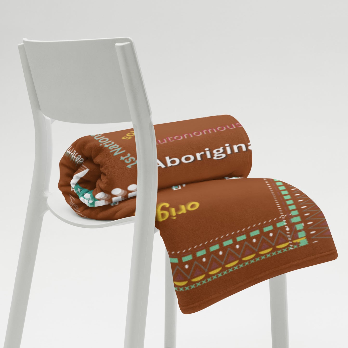 Copper Brown Aboriginal American Sovereign Indigenous Niiji Autonomous Design Throw Blanket