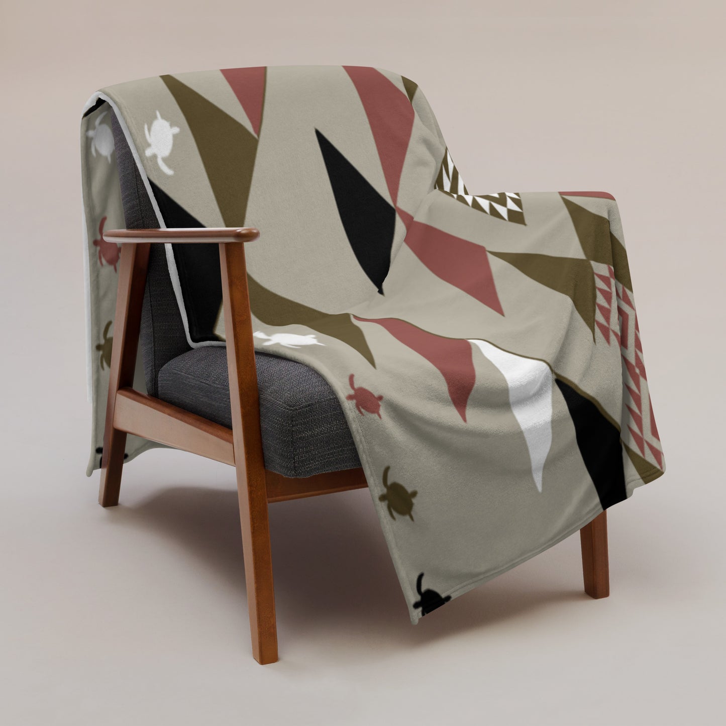 Indigenous Niiji Aboriginal American Design Print Cozy Biege Blanket Throw Blanket