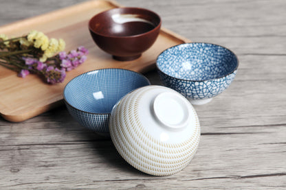 Japanese Inspired Single Porcelain Bowls or (4-Set)