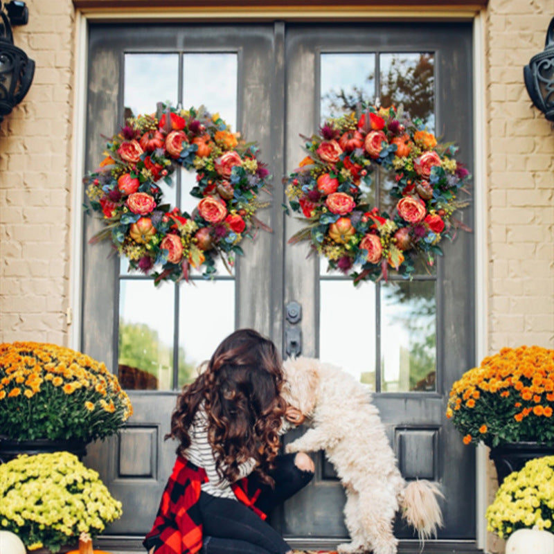 New Autumn Peony Halloween Pumpkin Harvet Wreath Home Decor