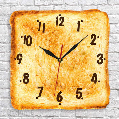 Kitchen Dining Home Decor Realistic Baked Bread Modern Wall Clock