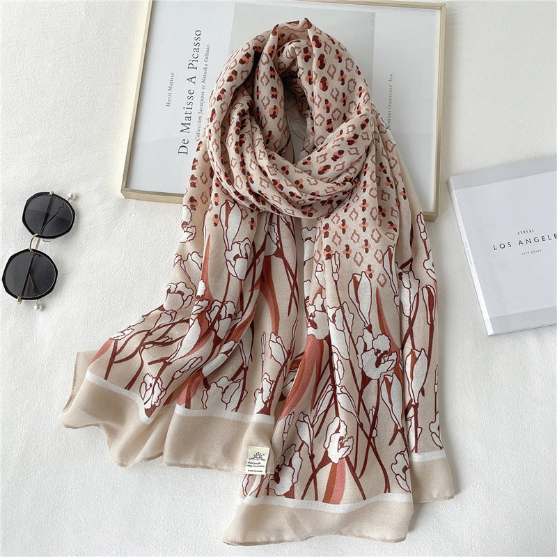 Women Scarf Autumn and Winter Travel Decoration Thin Cotton Linen Long Shawl