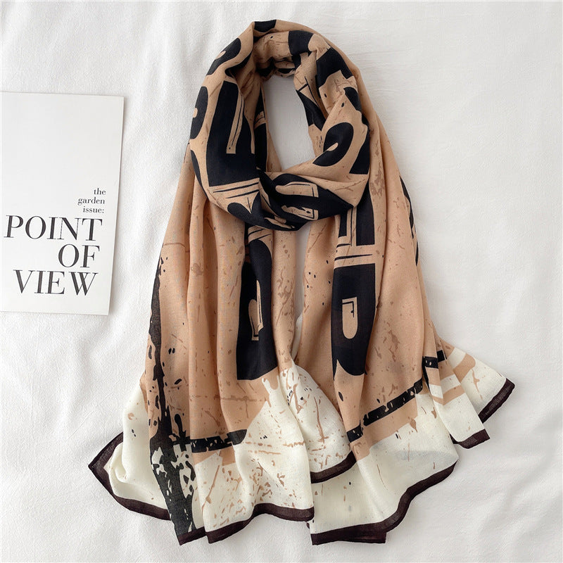 Women Scarf Autumn and Winter Travel Decoration Thin Cotton Linen Long Shawl