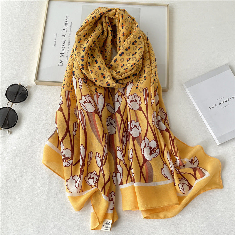 Women Scarf Autumn and Winter Travel Decoration Thin Cotton Linen Long Shawl