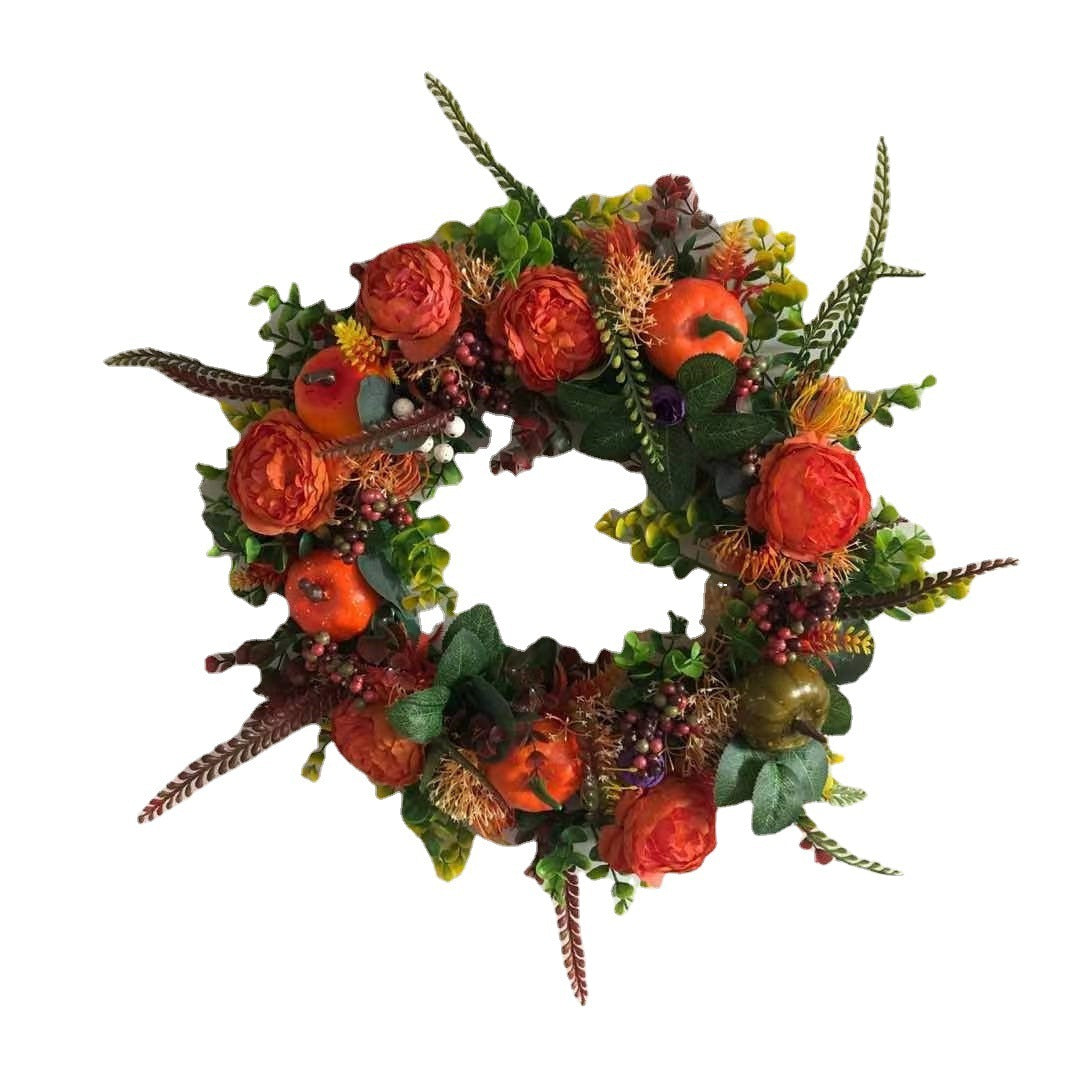 New Autumn Peony Halloween Pumpkin Harvet Wreath Home Decor