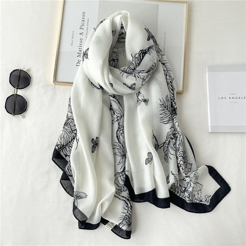 Women Scarf Autumn and Winter Travel Decoration Thin Cotton Linen Long Shawl