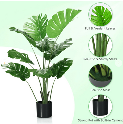 2 Pack Artificial Monstera Deliciosa Tree with 10 Leaves of Different Sizes