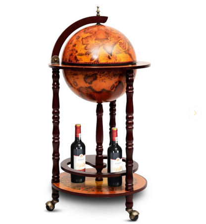 16th Century Wood Globe Wine Bar Stand