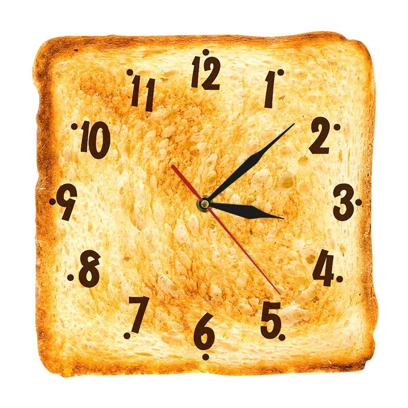 Kitchen Dining Home Decor Realistic Baked Bread Modern Wall Clock