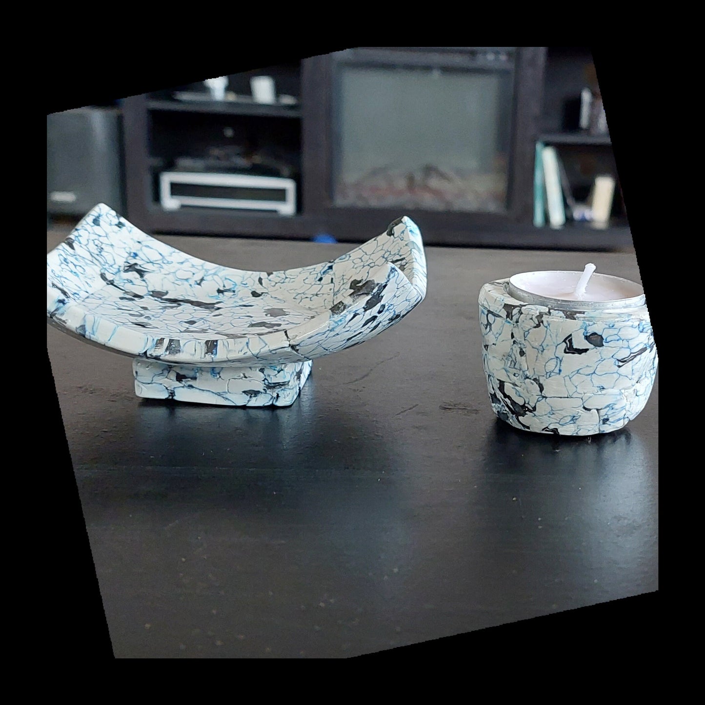 Modern-esque Handcrafted Home Decor Dish and Tealight Candle Holder Gift Set