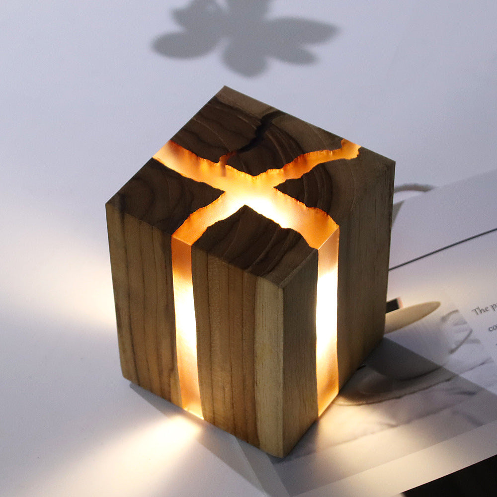 Creative Table Lamp Adjustable Bedside No Glare Decorative Wood Brown Color Led Desk Lamp With USB Charging Night Light For Bedroom Brown