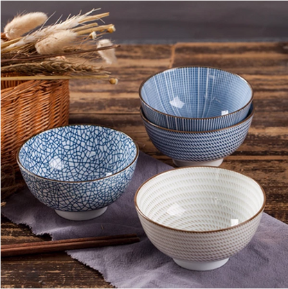 Japanese Inspired Single Porcelain Bowls or (4-Set)
