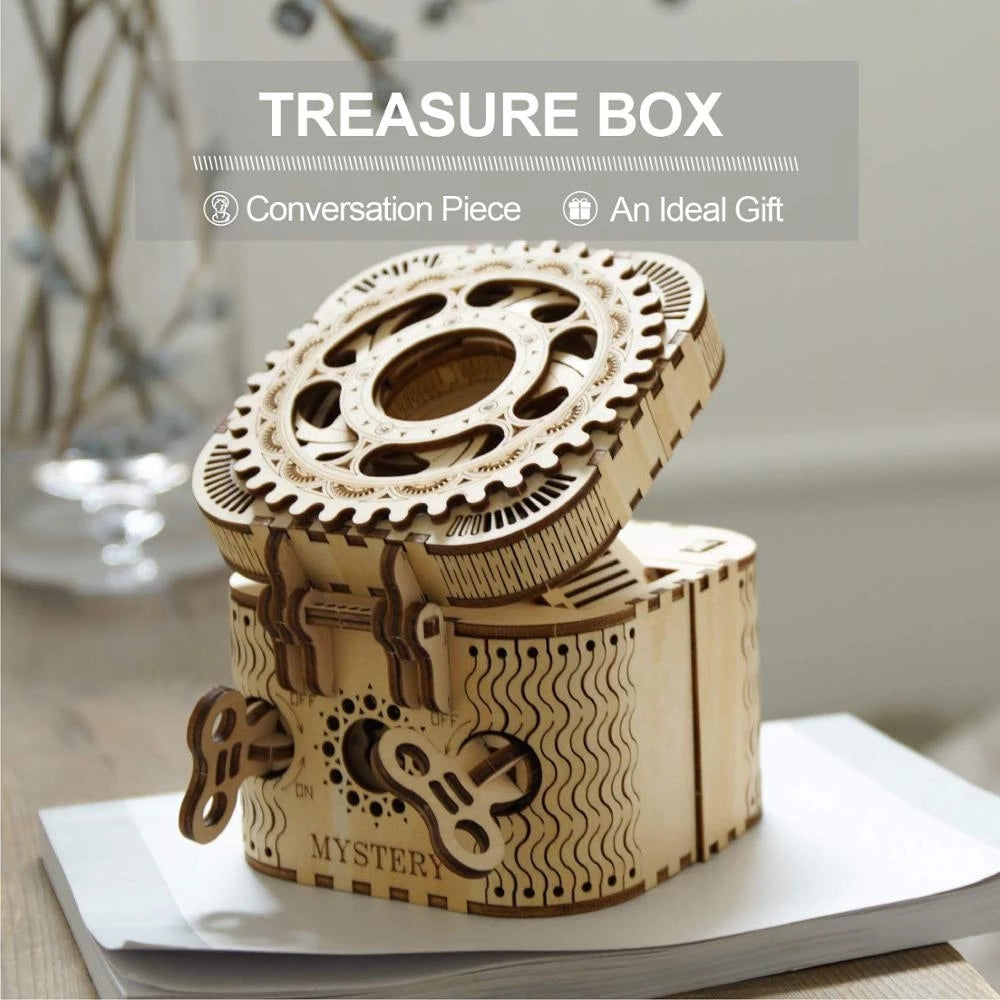 Robotime Rokr 123Pcs Treasure Box Creative 3D Wooden Puzzle Game Assembly Toys Chris Gift For Children Adults Teens