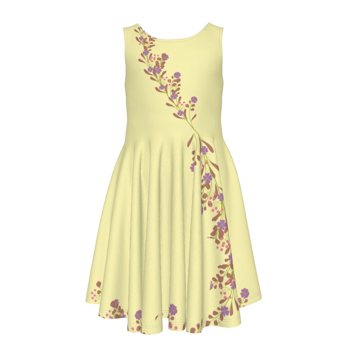 Girl's Yellow Spring Flowers Sleeveless Vest Dress