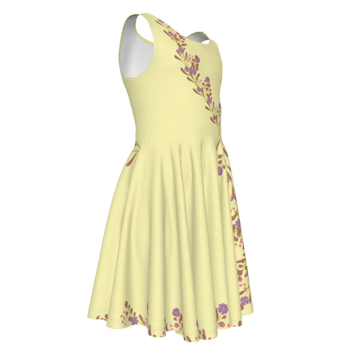 Girl's Yellow Spring Flowers Sleeveless Vest Dress