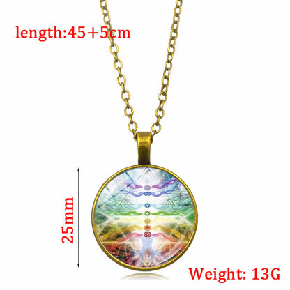 Yoga Meditation Chakra Time Gemstone Necklace Clavicle Chain Pendant Jewelry
