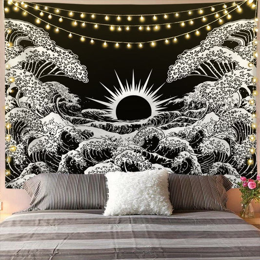 Mandala Tapestry for Home Decor White Black Sun and Moon Tapestry Wall Hanging Bedroom Wall Covering