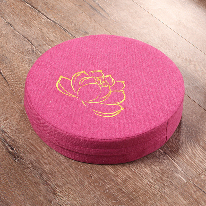 Embroidered Linen Lotus Meditation Yoga Mat Futon Cushion