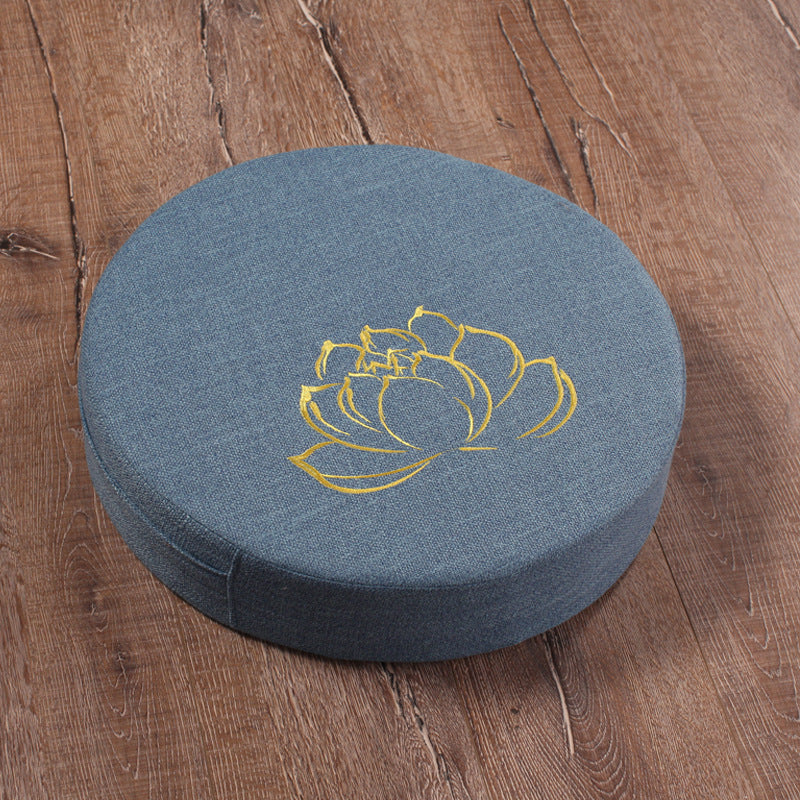 Embroidered Linen Lotus Meditation Yoga Mat Futon Cushion