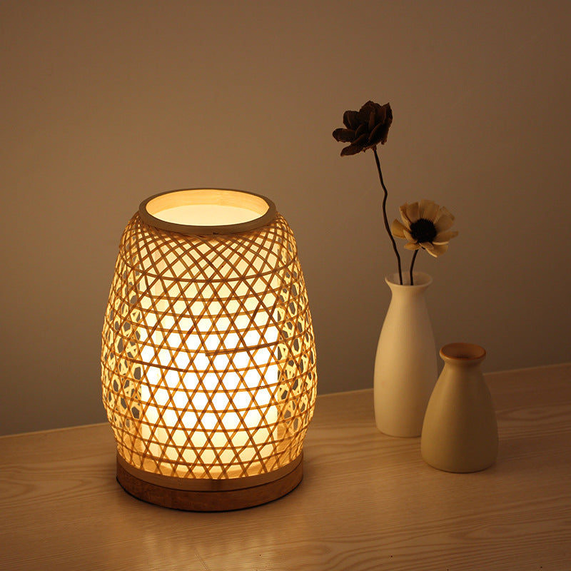 Table Lamp Bedroom Bedside Night Light Simple Handmade Bamboo Lamp