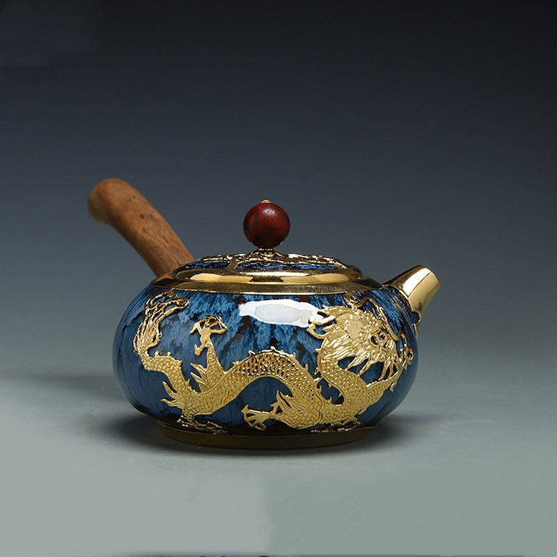 Gold Ceramic Kung Fu Tea Kettle Pot