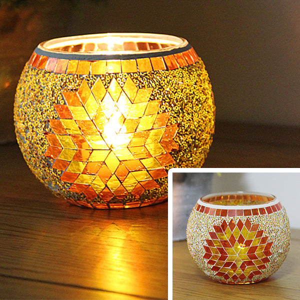 Mosaic Glass Candle Holder Tealight Votive Candle Home Decor