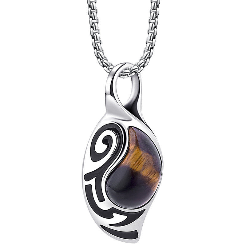Simple Fashionable Personality Tiger Eye Stone Unisex Men's Necklace