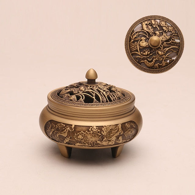 Copper Pujiang Antique Copper Incense Burner Pure Copper Incense Burner Household Zen Xuande Incense Sandalwood Incense Burner Custom Carved