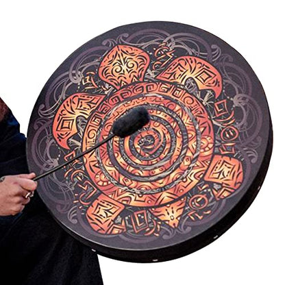 Vegan Shaman ''Totem Turtle Drum'' Sound Healing Tool Tunable Frame Drum Tambourine Medicine Instrument Soul Gift for Music Lovers (Turtle)