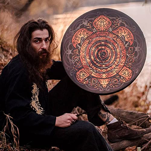 .JEWKEI. Vegan Shaman ''Totem Turtle Drum'' Sound Healing Tool Tunable Frame Drum Tambourine Medicine Instrument Soul Gift for Music Lovers (Turtle) (BZNG2K)