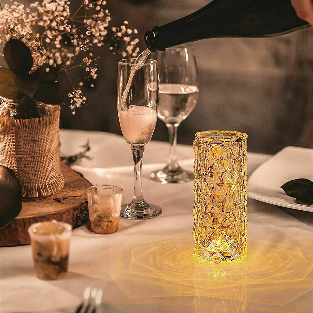 LED Crystal Table Lamp Diamond Rose Night Light Touch Atmosphere Remote Control