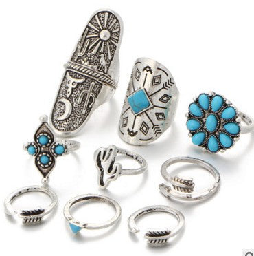 Boho Stylish Vintage Ring Sets Women Casual Jewelry