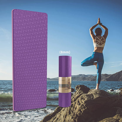 QMKGEC Yoga Mat 1/3 inch Exercise Mats 8mm TPE Non Slip Extra Thick