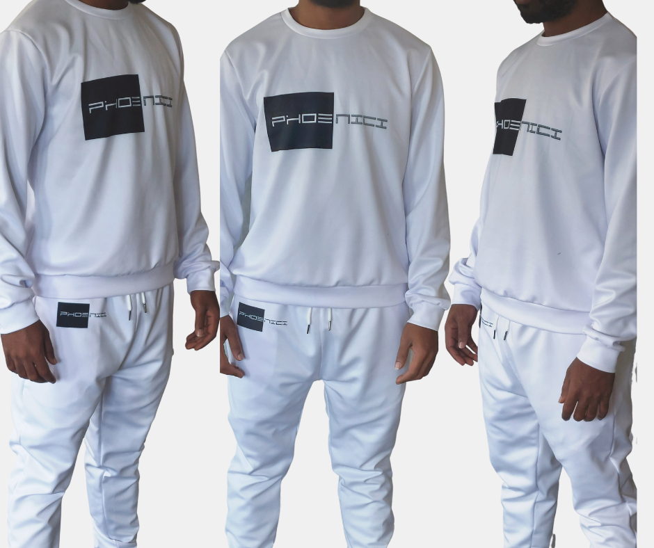 Phoenici Apparel Brand Classic Men's White Sweatpants Set