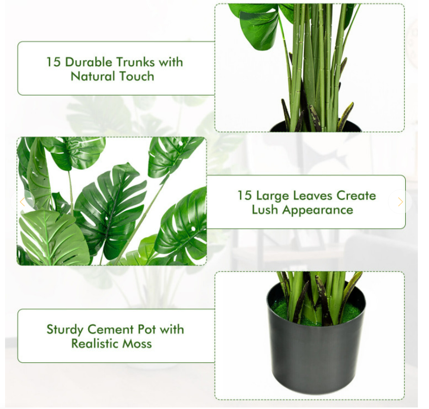 Set of 2 Artificial 5 Feet Monstera Trees Home Decor