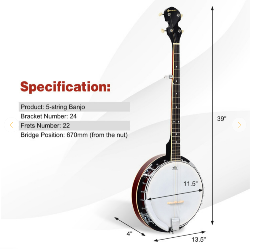 Sonart 5 String Geared Tunable Banjo with Case