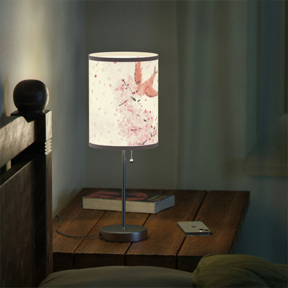 Unique Modern Japanese-Inspired Cherry Periwiwnkle Blossom Table Lamp Stand