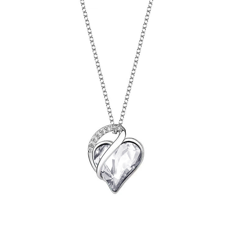 925Sterling Sliver Heart Shaped Geometric Necklace Women's Jewelry Women's Clavicle Chain Gift