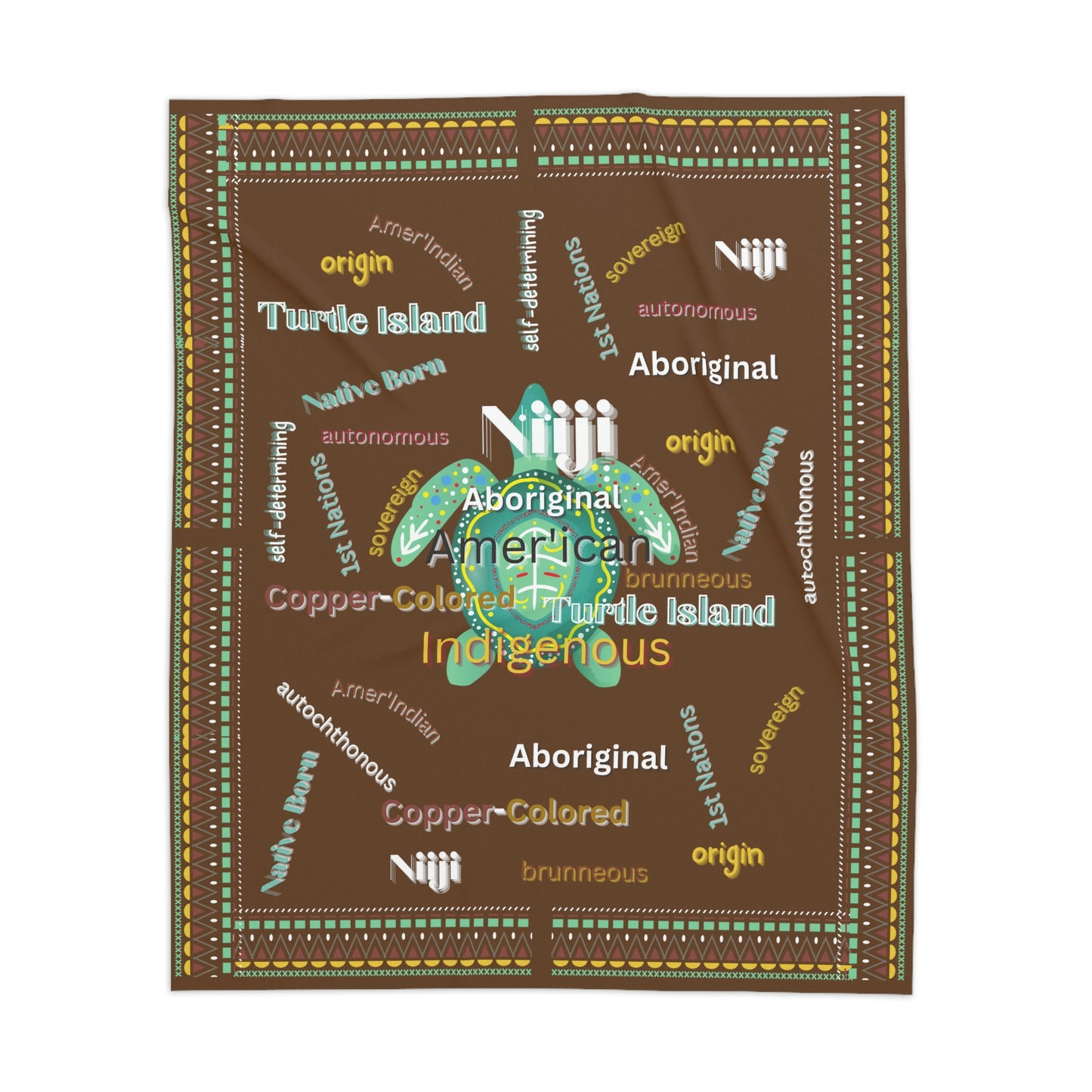 Aboriginal American Sovereign Indigenous Niiji Autonomous Design Black Throw Blanket